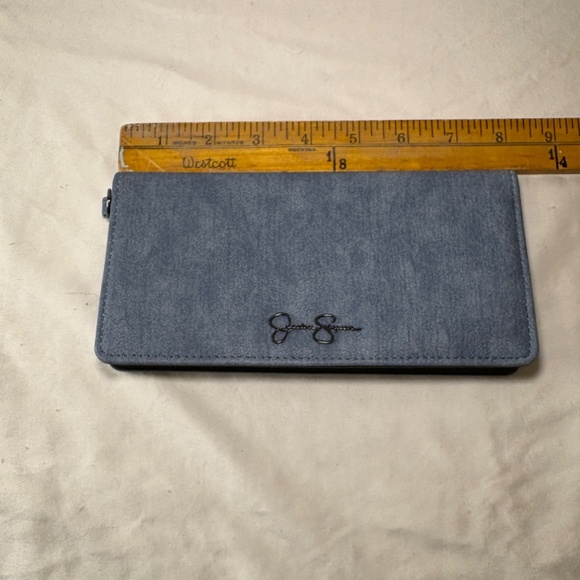 Jessica Simpson Faux Leather Slim Wristlet Wallet Color Denim - Picture 5 of 7